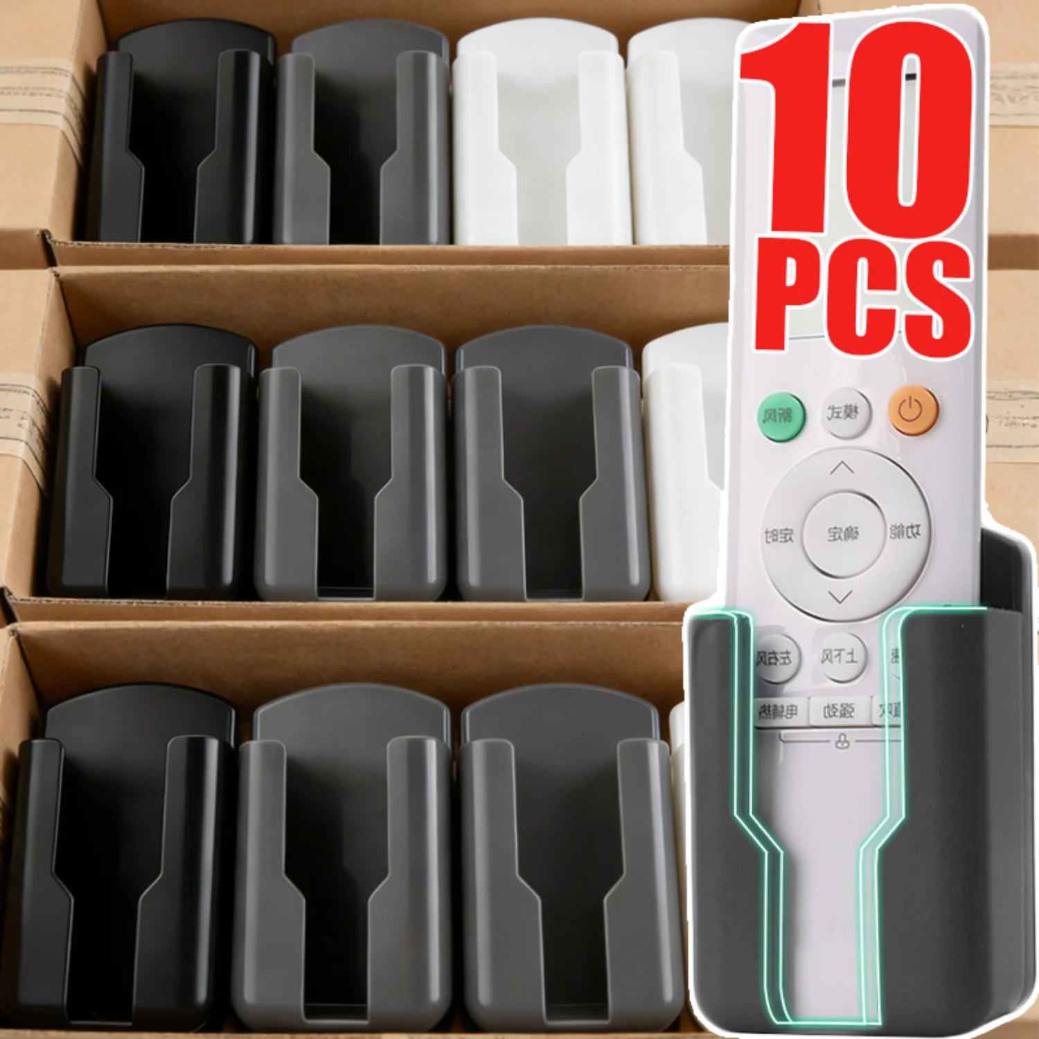 Suporte Organizador de Controle Remoto Autoadesivo 10-1PCS, Caixa de Armazenamento de Ar Condicionado Montada na Parede para Casa, Escritório, Mesa e Criado-Mudo