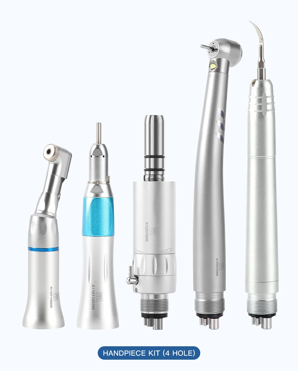 AZDENT Set Dental Hochgeschwindigkeits-Handstück LED Integrierter E-Generator Niedriggeschwindigkeits-Kit 2/4 Löcher Druckknopf Keramiklager Luftscaler – Detail 37