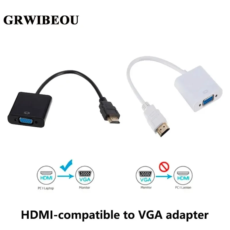 

GRWIBEOU 1080P hdmi to vga cable converter male to female adapter for pc tablet hdmi output digital hdtv display