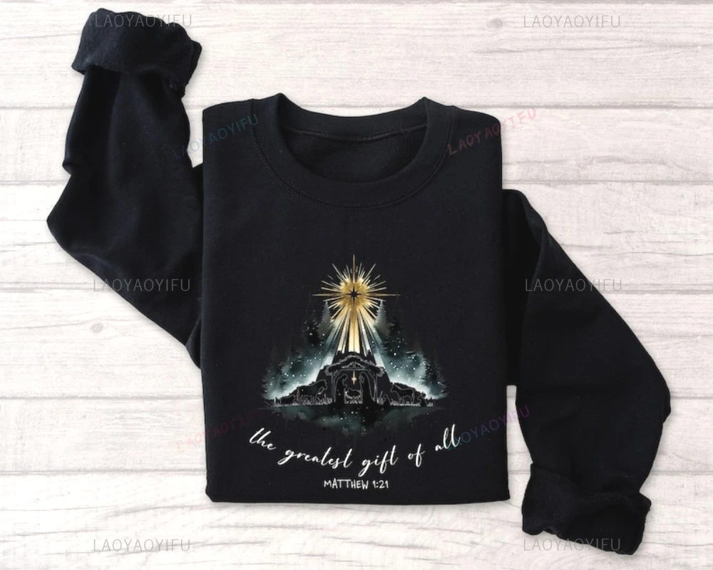Nativity Sweatshirt Christian Christmas Shirt Bible Verse Hoodie  John Faith Christian Jesu Gospel Religious Hoodie Jumper