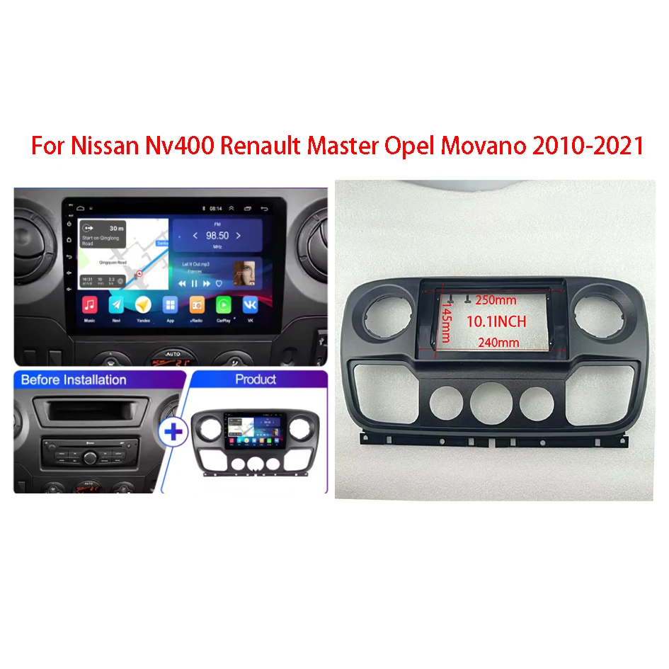 7/9/ 10.1 Inch 2 Din Car Radio Fascia For Nissan Nv400 Renault Master Opel Movano 2010-2021 car Panel Dash Frame cable