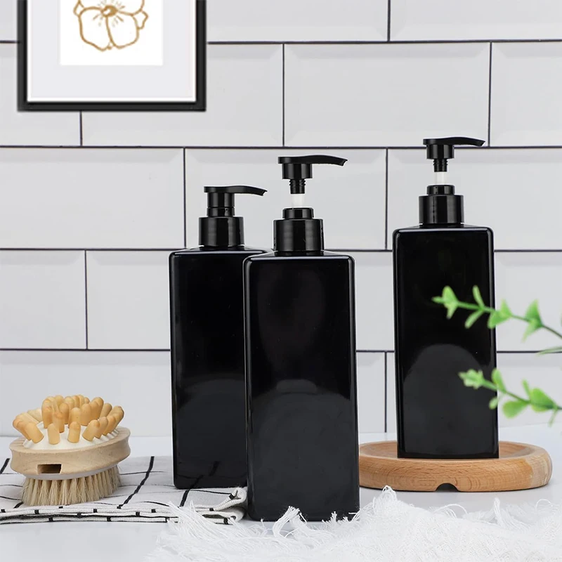 500ml Square Liquid Soap Dispenser Shampoo Conditioner Bodysoap Gel Pump Bottle Bathroom Empty Lotion Container for Hand Soap