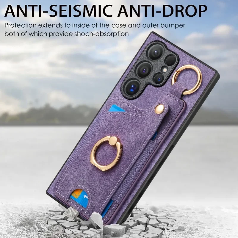Ring Holder Phone Case for Samsung Galaxy S24 FE S26 S25 S23 S22 Ultra A17 A07 A57 A37 A36 A56 Magnetic Wallet Card Slot Cover