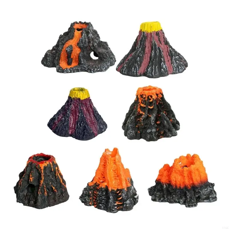 Realistics Aquariums Volcano Ornaments Resins Large Fish Tanks Accessory Y4QC