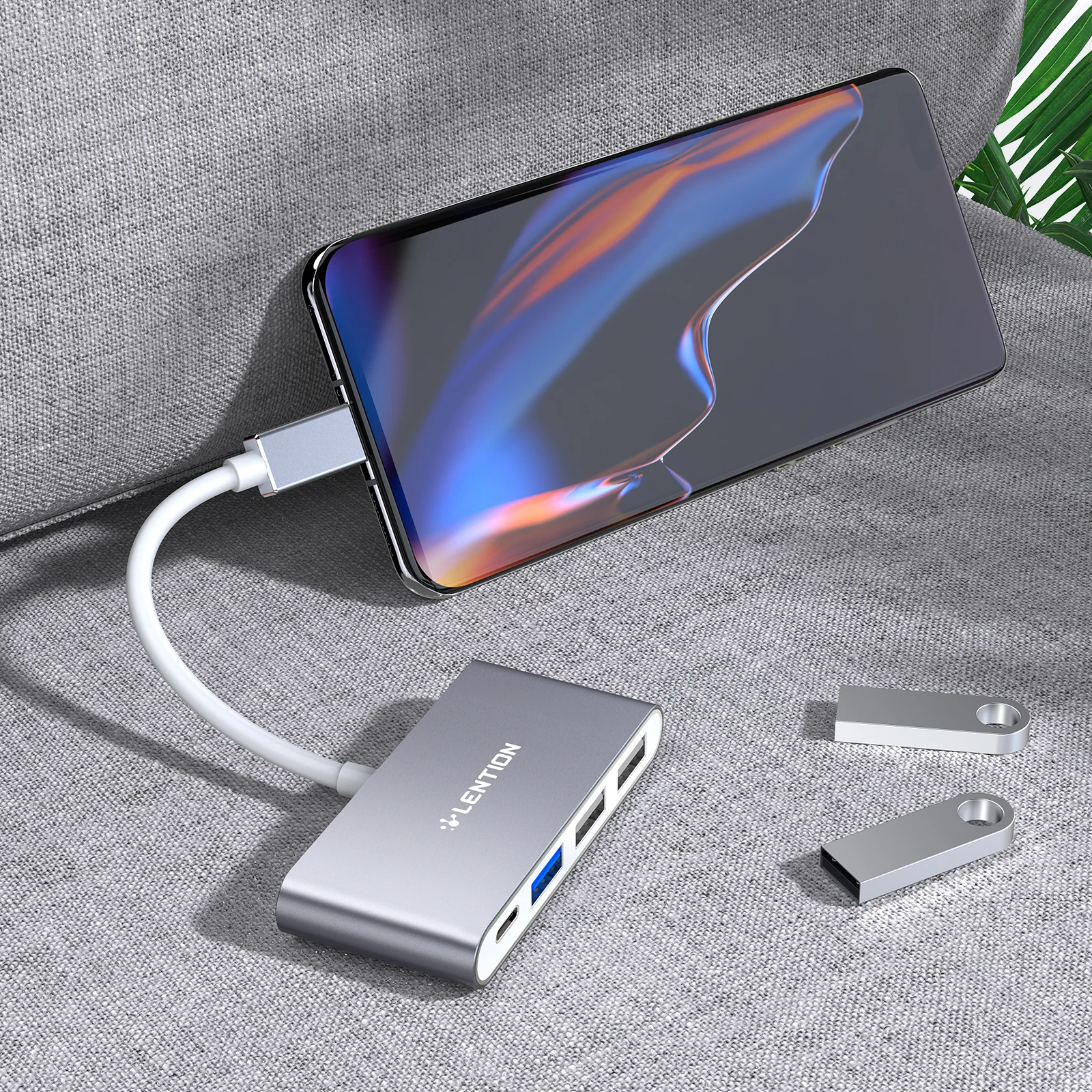 

LENTION 4-in-1 USB-C Hub with Type C USB 3.0 USB 2.0 Charging Connecting Adapter Compatible MacBook Pro 13/14/15/16 2016-2023