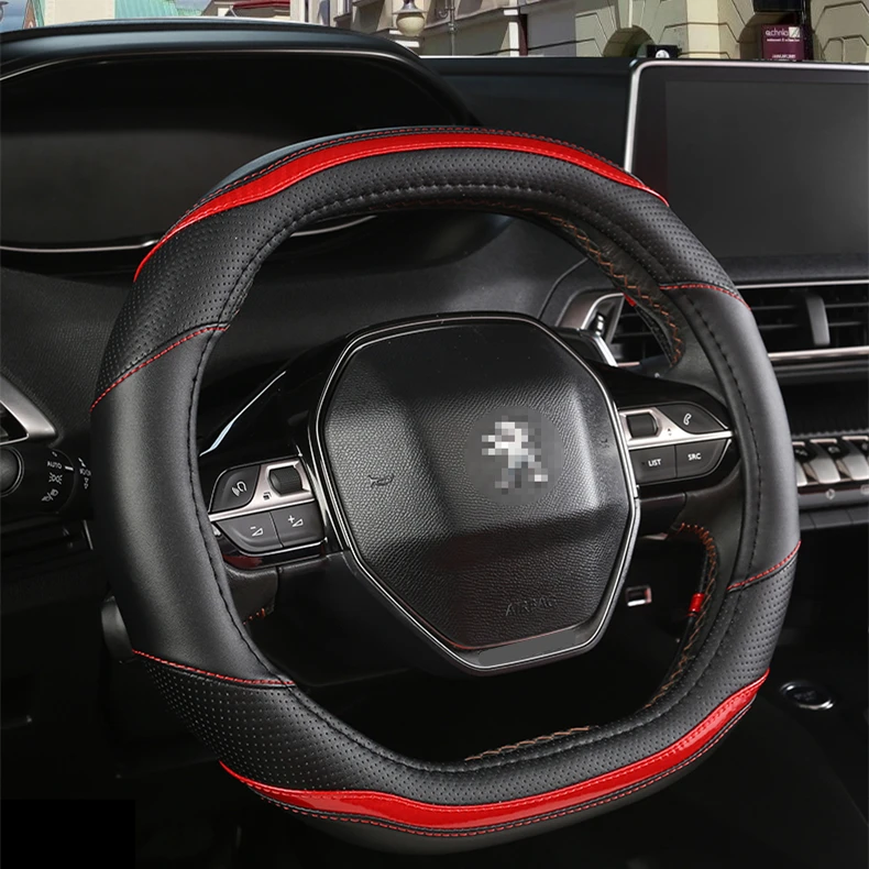 

For Peugeot 3008 4008 5008 Car Steering Wheel Cover Carbon Fibre + PU Leather Auto Accessories interior Coche