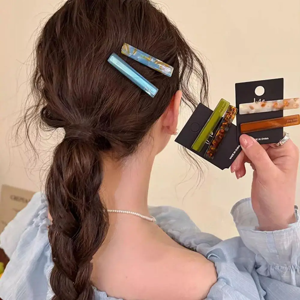 2 unids/set pasadores de alfileres laterales lindo dulce Clip de pelo Simple oblonga geométrico horquilla acetato pinzas para el cabello diadema accesorios para el cabello