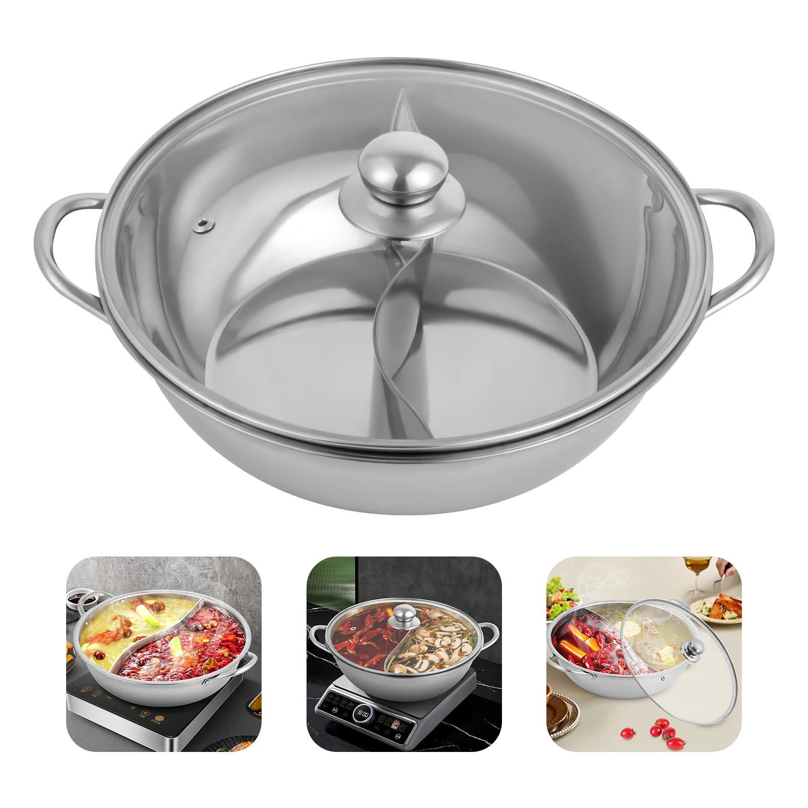 Ensemble de casseroles en acier inoxydable avec couvercle en verre, parfait pour Shabu et Shabu Sync der