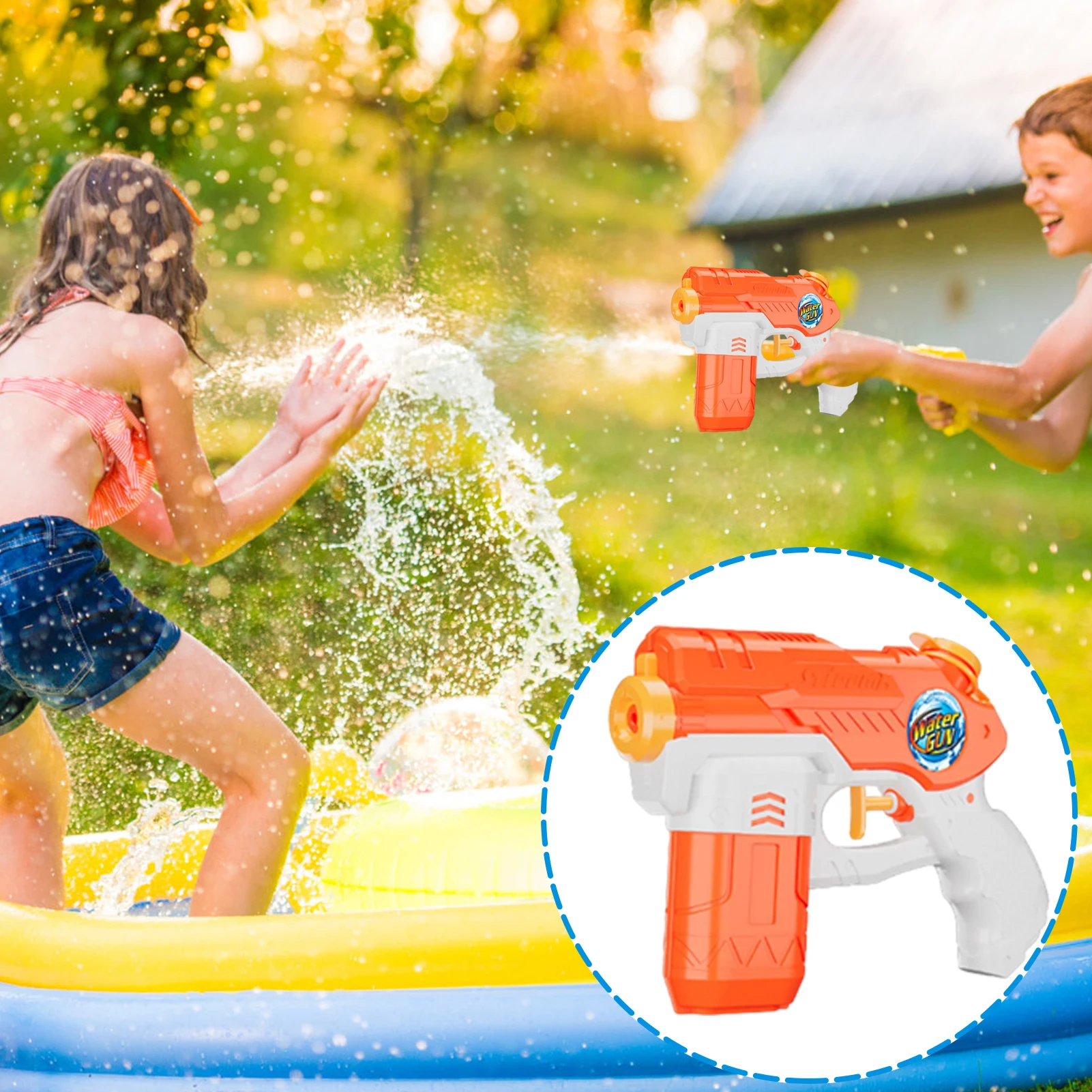 Pistola de agua de chorro para niños, juguetes de agua portátil para exteriores, tirador tipo prensa, herramientas de agua pulverizada para piscinas de playa al aire libre, Juego