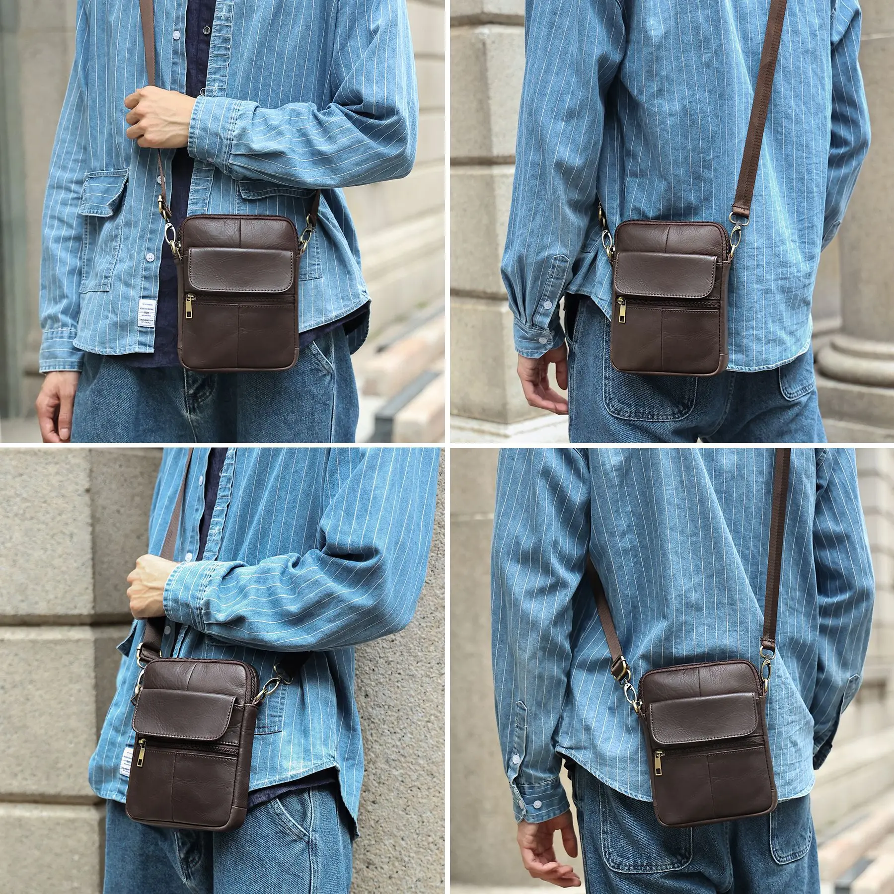 

Genuine Leather men's crossbody bags high quality cowhide single-shoulder bag retro casual men small mobile phone Message Bag 가방