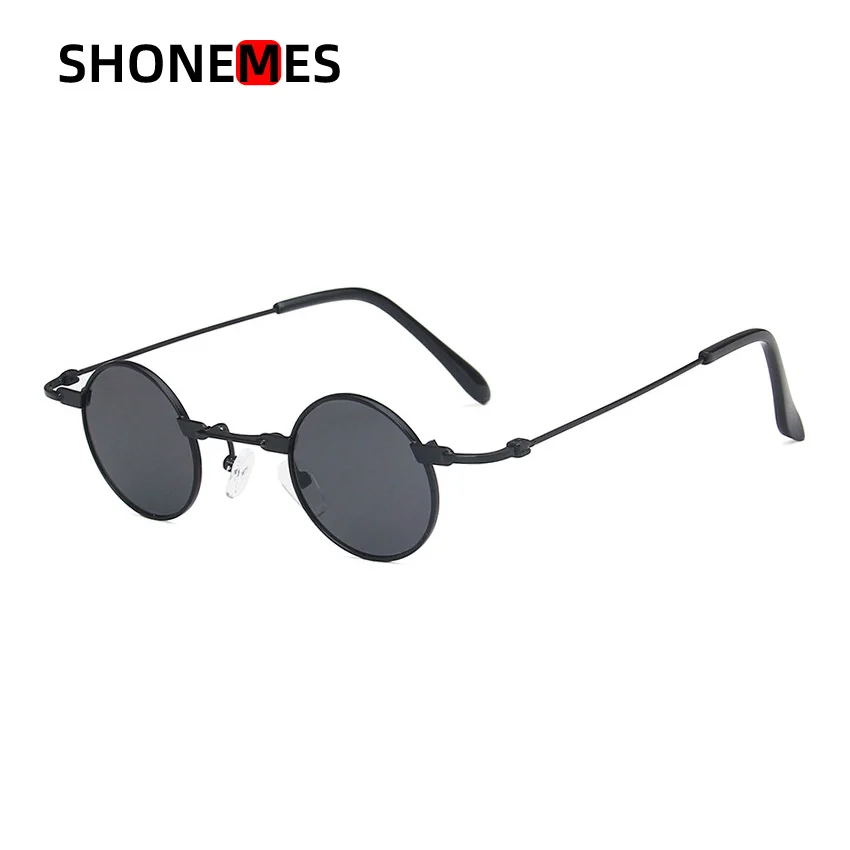 Shonemes Small Round Men Sunglasses Vintage Steampunk Women Shades Metal Frame Black Brown Red Outdoor UV400 Sun Glasses