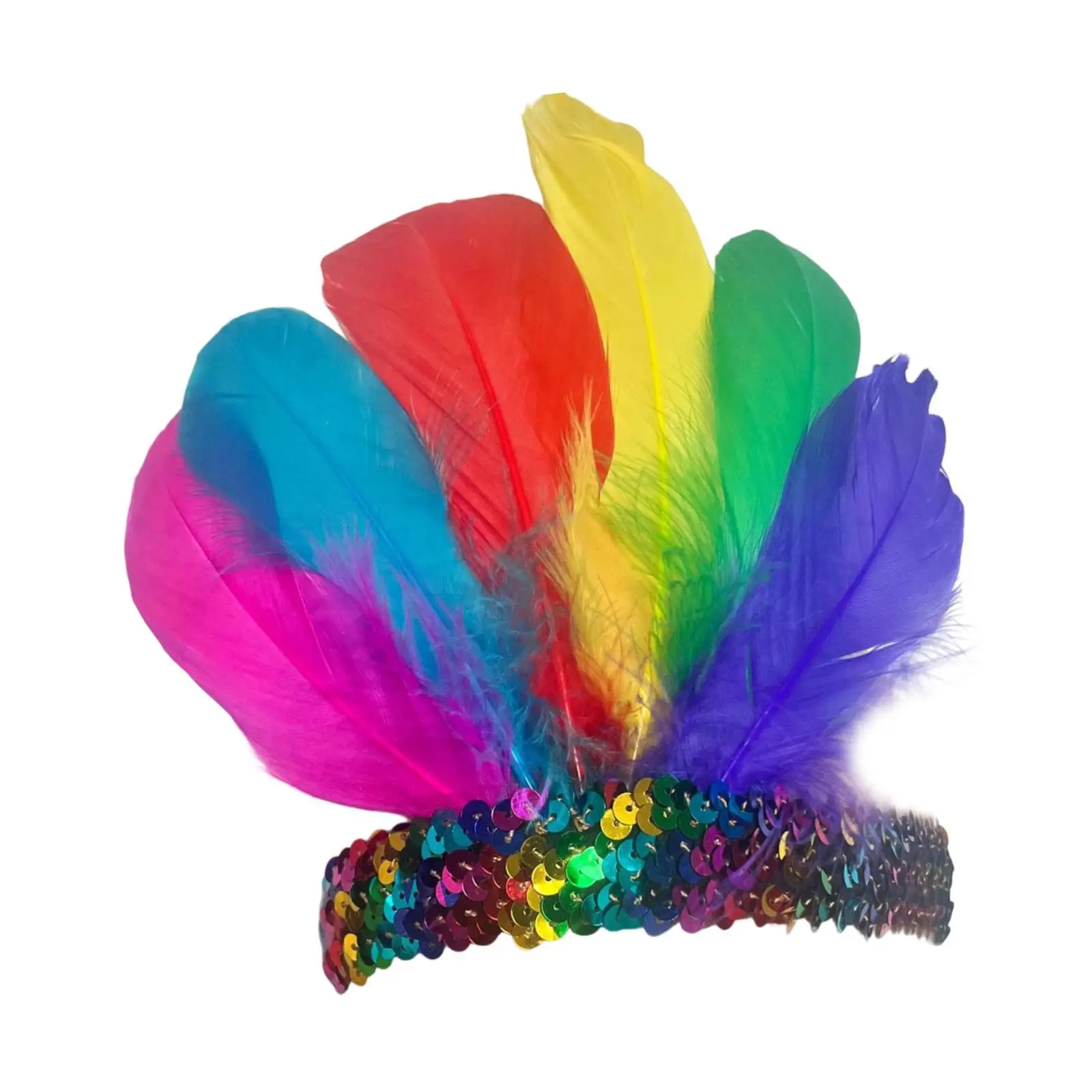 Festival Feather Headband Indian Headdress Hair Accessory for Graduation Masquerade and Dance Show