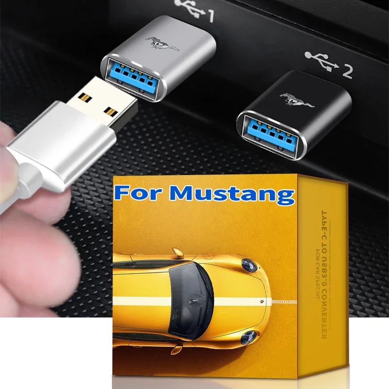 Car Interior Accessories Type C To USB Adapter Cable Car charging adapter For Ford Mustang spoiler Shelby GT 350 Cobra Kuga