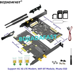 PCI-E 1X To Mini PCIe MPCIe & MSATA Slot Adapter Converter Card 1 SIM Holder 2 Antenna For WiFi Module 3G 4G LTE Modem Msata SSD