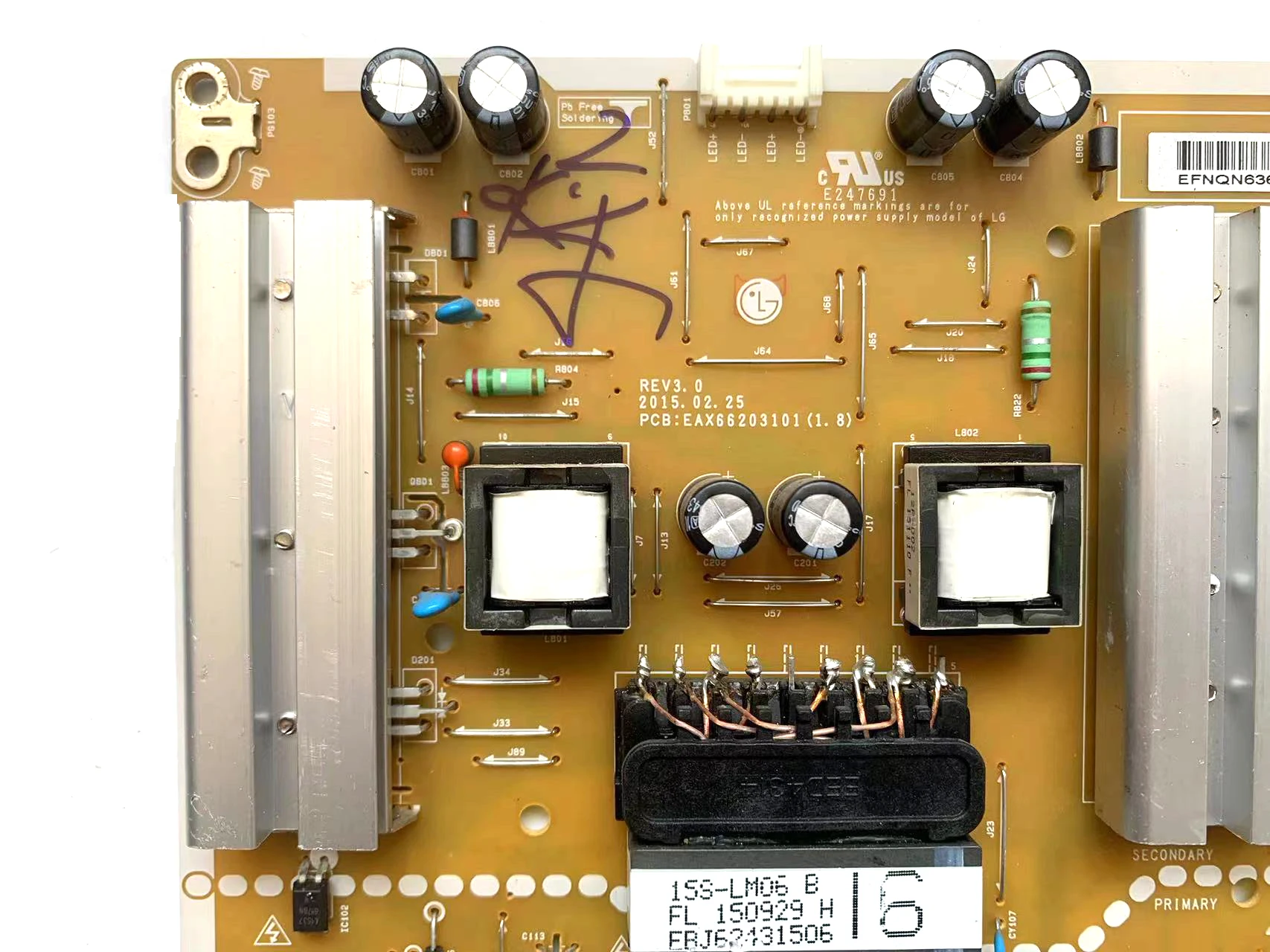 EAY63689101 EAX66203101(1.8) LGP4760RI-15CH2 Power Board is for 55LF6000-UB 60LX341C-UA 60LF6300-UA 50LF6000-UB 49LF5500-UA TV