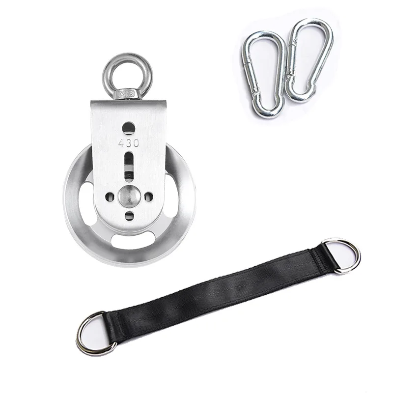 Heavy Duty Gym Pulley Kit - Quiet Aluminum Cable System with Detachable Attachments, 360° Rotation Design