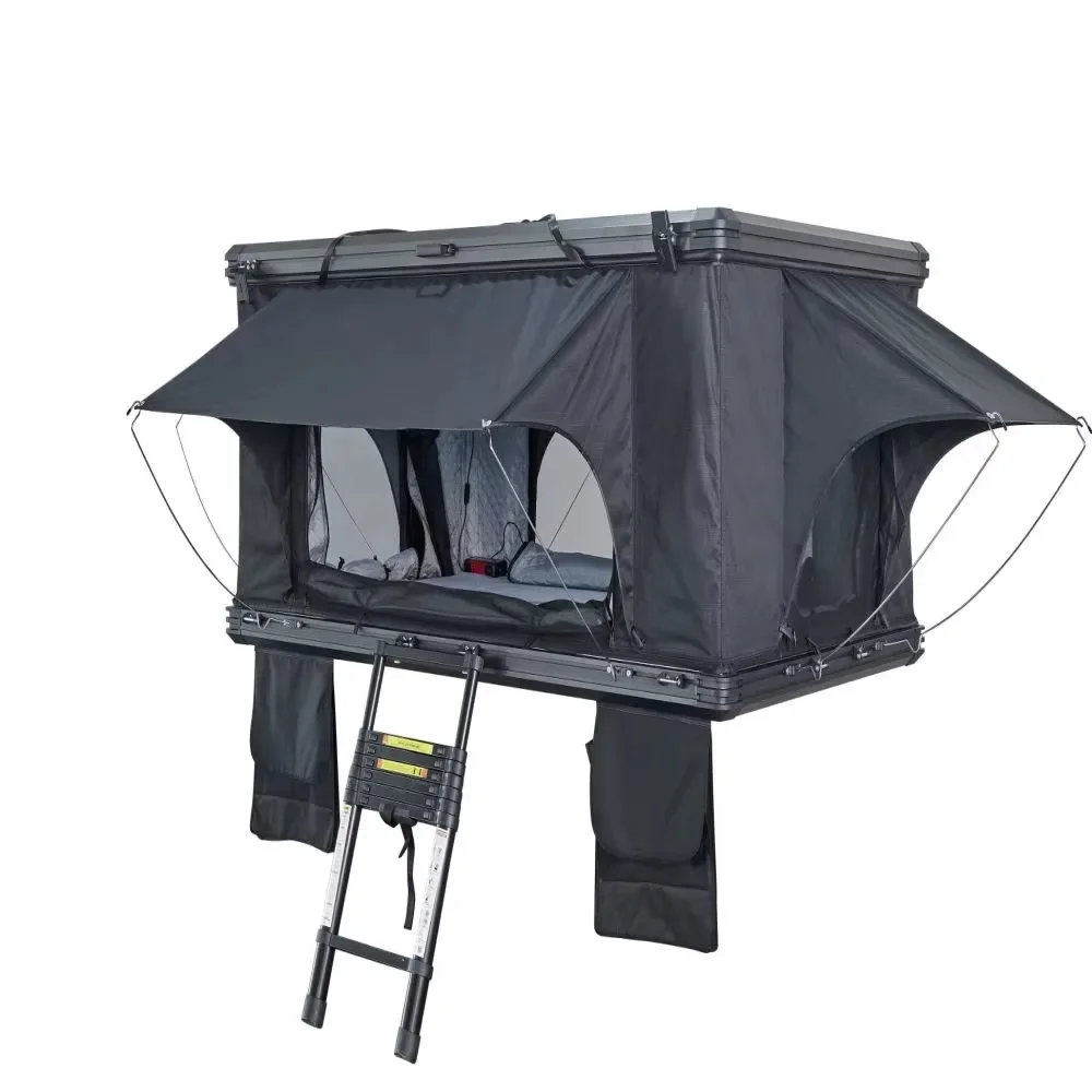 

Large SUV 3-4 Person Hard Top Rooftop Tent Canvas Fabric with Aluminum Shell for Car Camping and Roof Top Camping Adventures