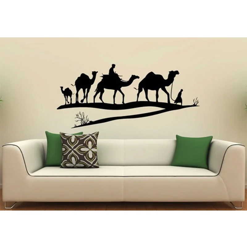 

Mysterious Ancient Egypt Desert Vinyl Wall Sticker, Caravan of Camels Rider, Living Room, Home Decal, Removable Mural