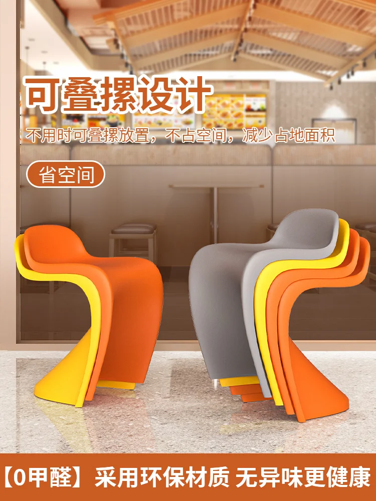 Foldable dining chairs, plastic chairs, household seating, minimalist modern backrest chairs, makeup stools