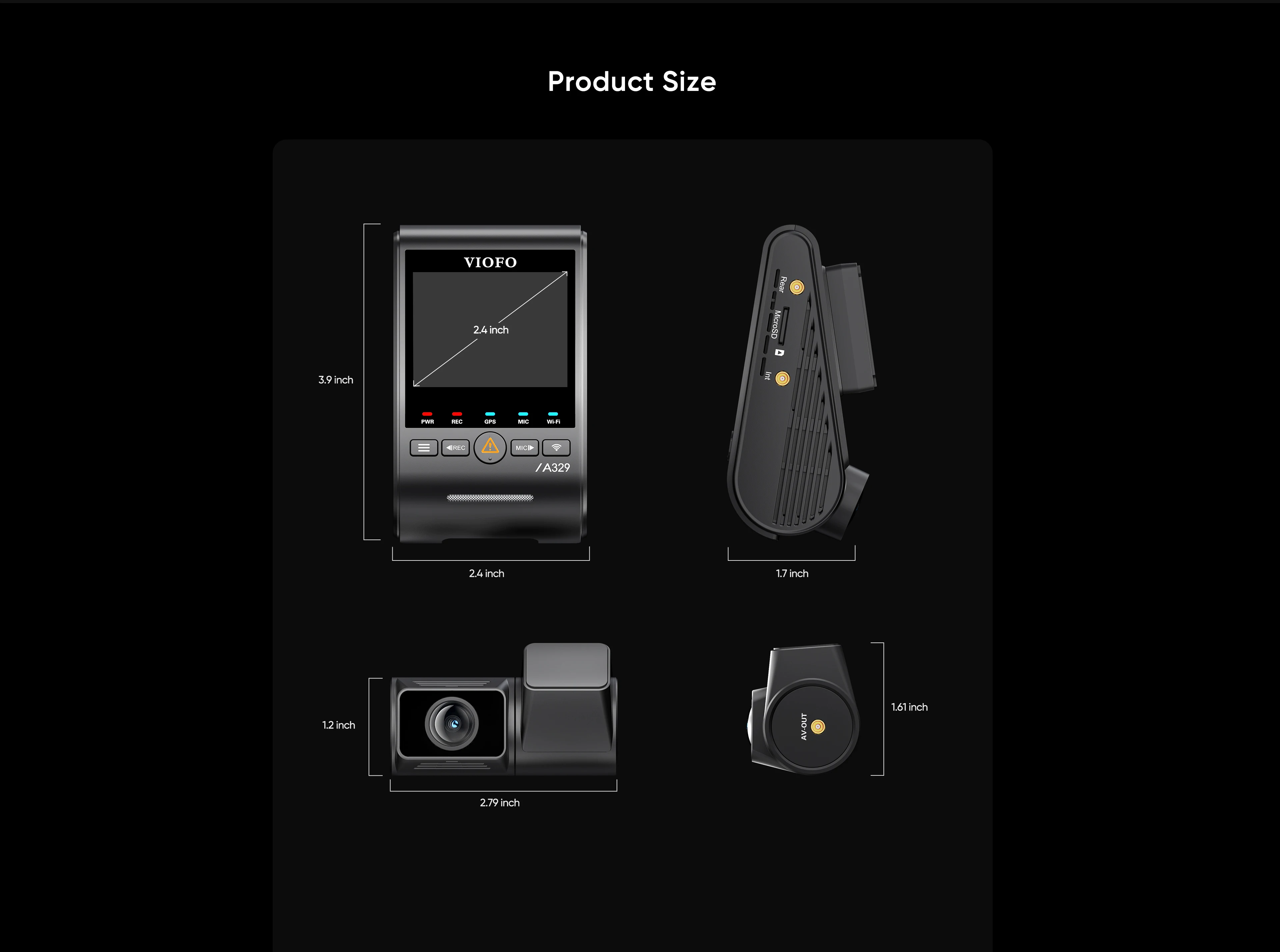 VIOFO A329S 2CH 4K 60FPS+2K HDR GPS Wi-Fi 6 Dash Cam with Sony STARVIS 2 Sensor, Support SSD Storage, Low Power Impact Detection