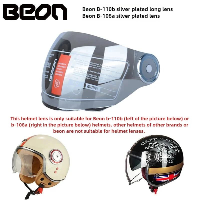 Original BEON Motorcycle Helmet Visors Short Lens Windproof Windshield Long Lens Suitable for B-110B B-108A Viceras Para Casco