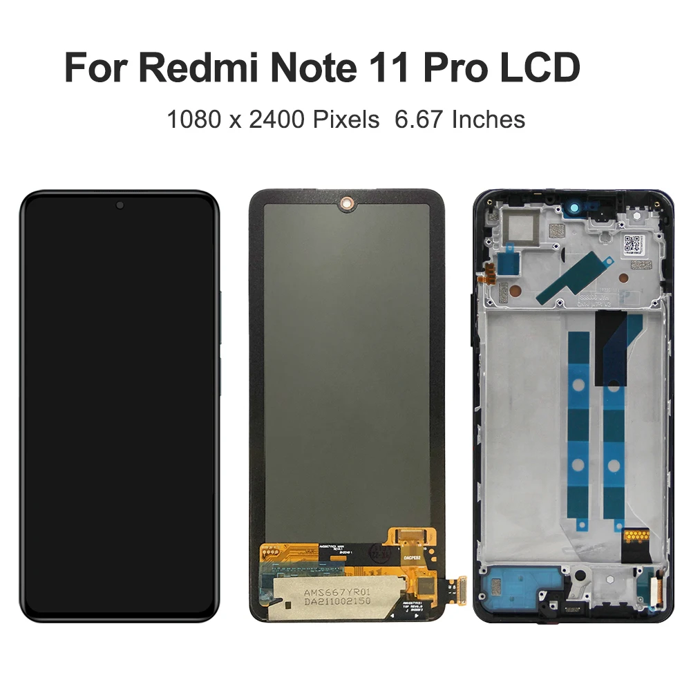 6.67''AMOLED For Xiaomi Redmi Note 11 Pro 5G For Redmi Note 11 Pro LCD Display Touch Screen Digitizer Assembly Replacement