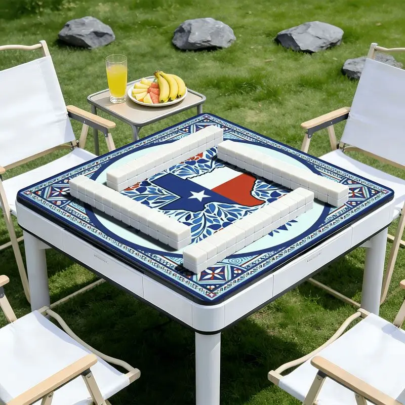 VIKAMA Texas Lone Star Flag Mahjong Table Mat, Non-Slip and Noise-Reducing Game Table Mat, Mahjong and Poker Table Decoration