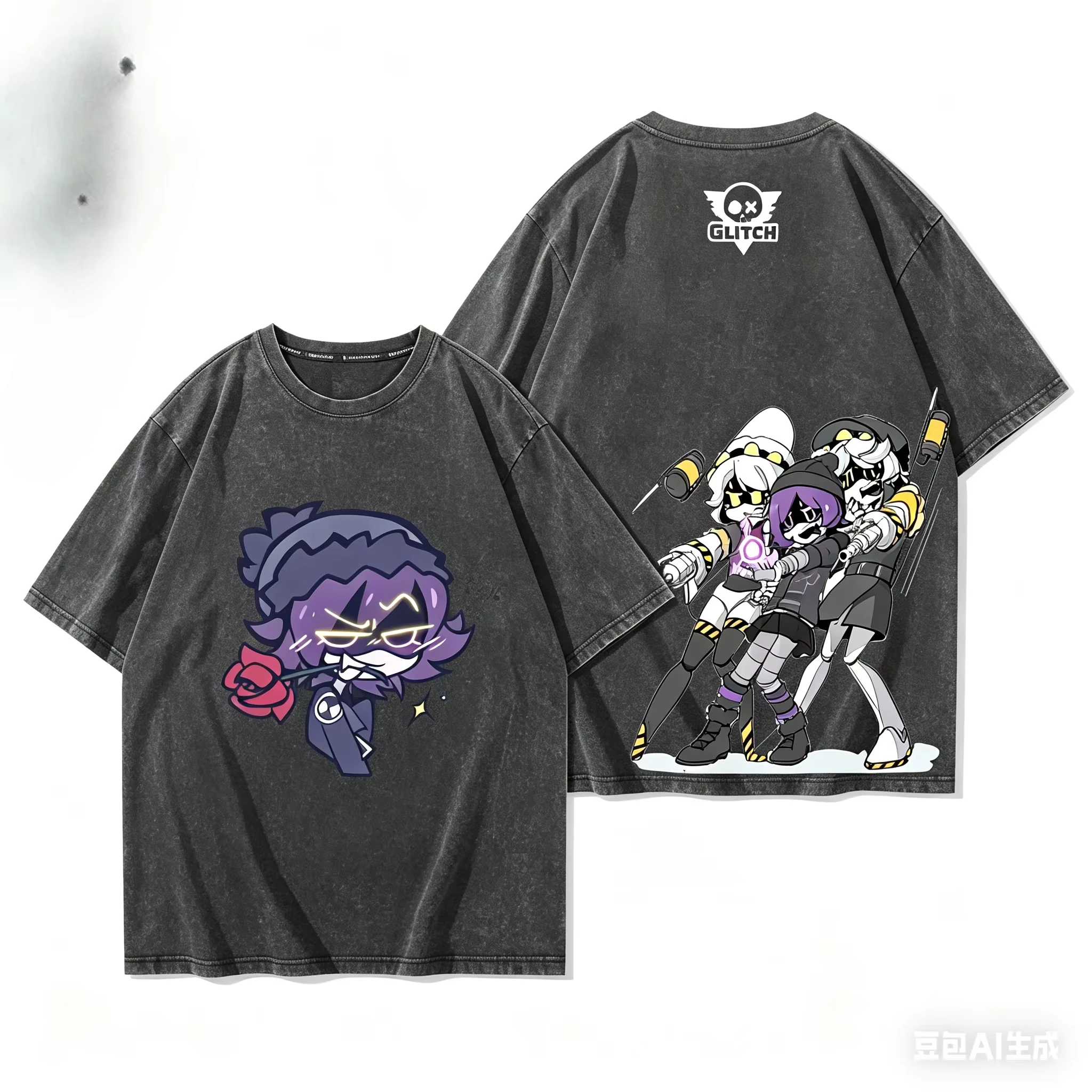 Murder Drones Washed T-shirt Oversized Unisex Retro Fashion Fashion Street Casual Classic Loose Trendy Y2k Short Sleeves Couples
