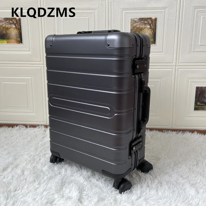 KLQDZMS المتداول الأمتعة جميع سبائك الألومنيوم والمغنيسيوم حقيبة تروللي بعجلات رجال الأعمال الصعود صندوق 20 "24" 28 بوصة حقيبة سفر #4