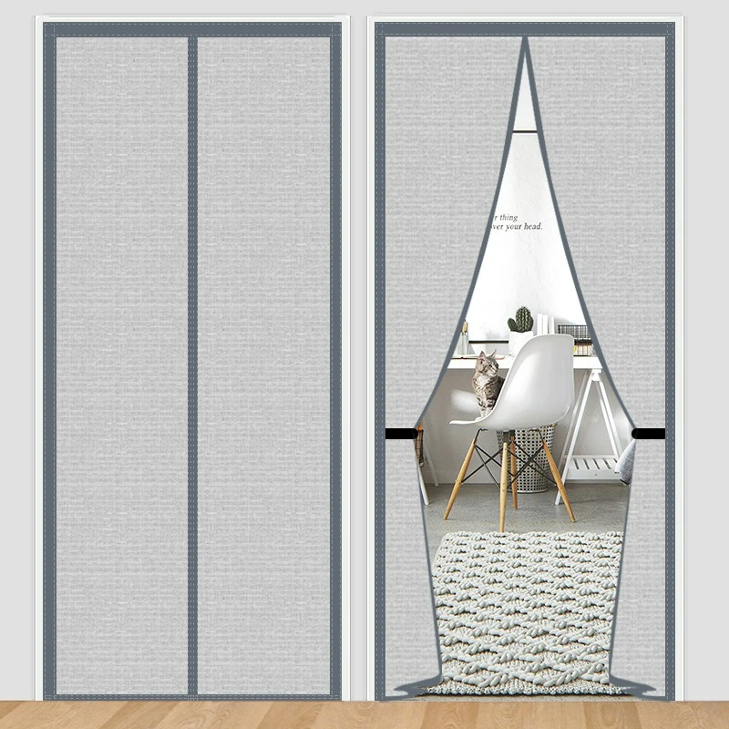 Windproof Thermal Door Screen Magnetic Self Adhesive Fabric Curtain Soundproof Winter Partition Bedroom Home Daily Useful Kit
