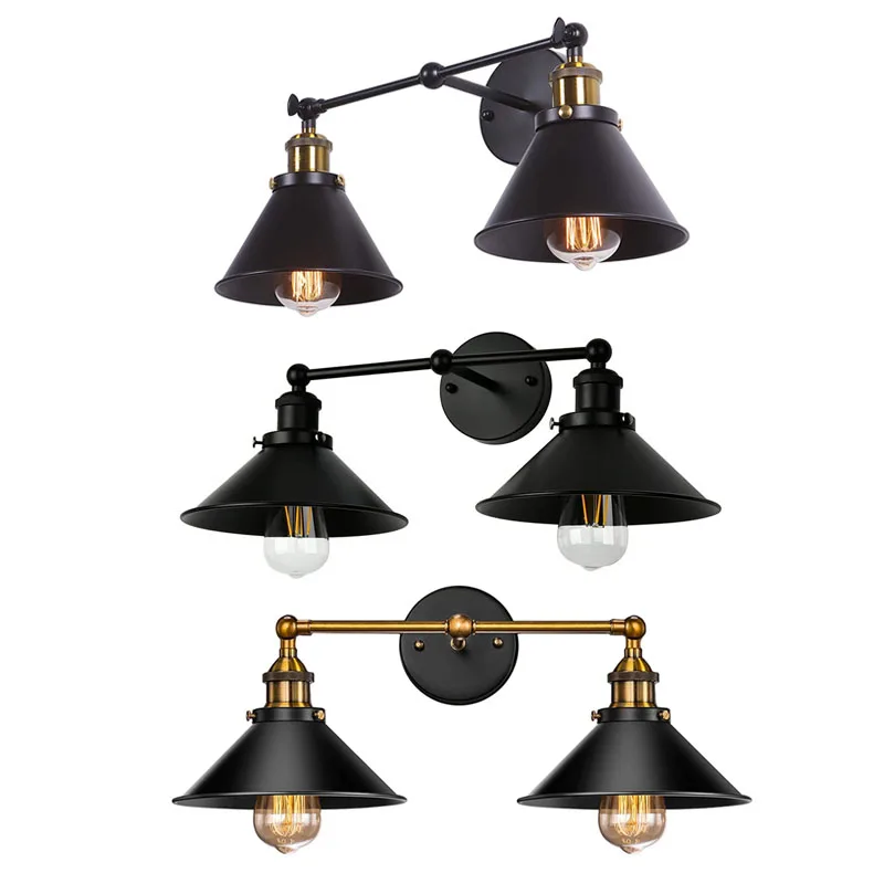 Industrial Wall Light Lamp e27 Vintage Wall Sconce Indoor Lighting Loft Double Head Lights for Bedroom Bedside Living Room