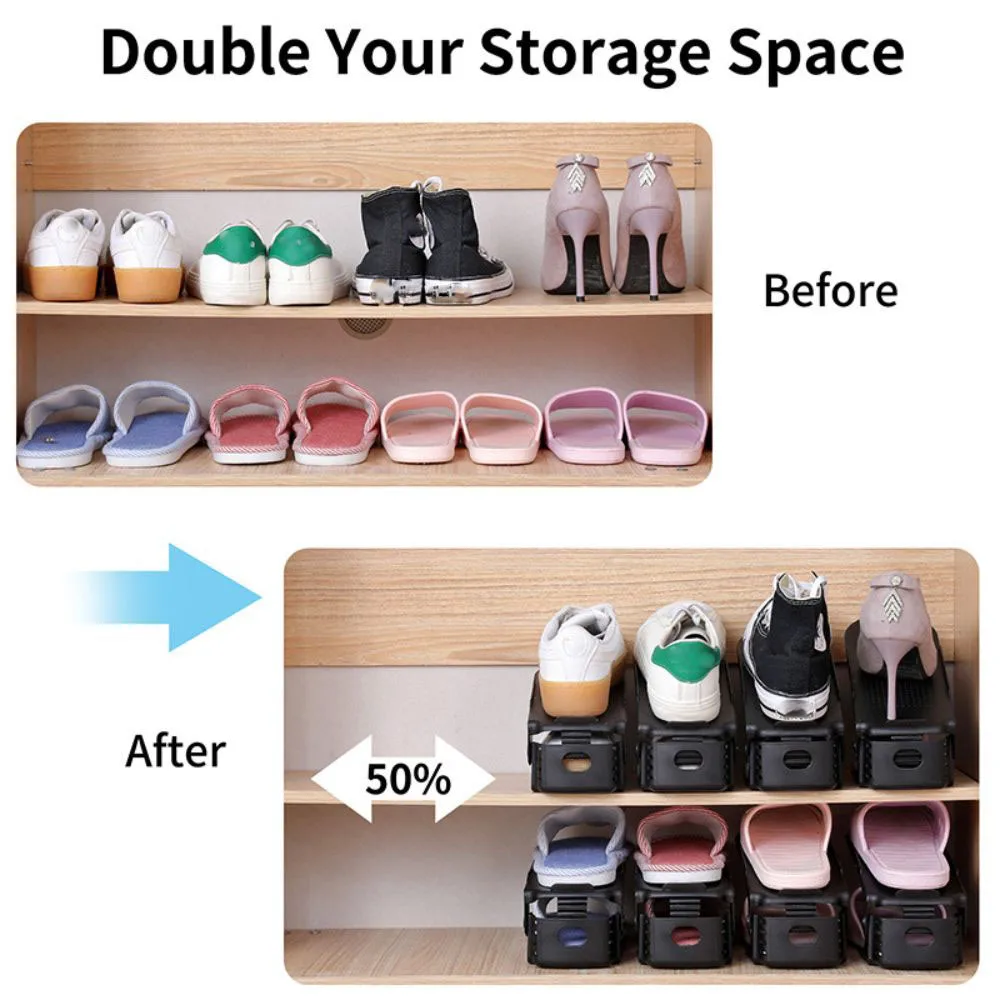 20pcs Shoe Slots Organizer, Thickened Double Storage Layer Closet Organization Stacker Easy No Assembly Required Rack Space Save