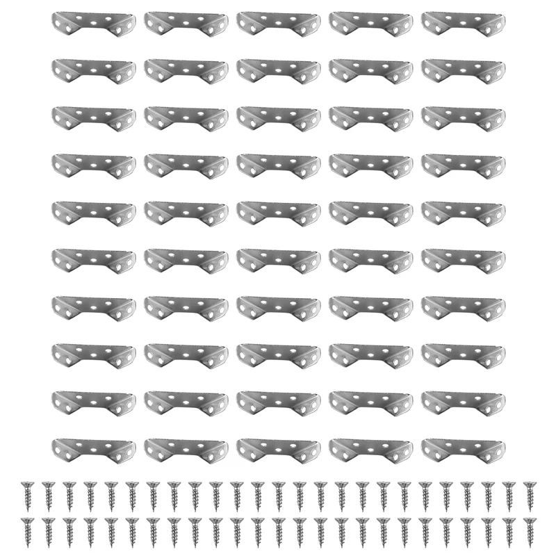 

Акция! 50 шт. угловые кронштейны из нержавеющей стали, мебельный угловой соединитель, скоба для крепежа, каркас кровати, шкаф, вытяжка