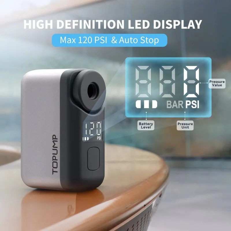 Pompa Ban Tanpa Kabel Isi Ulang Digital Portabel untuk Sepeda Jalan Raya, Sepeda Listrik, Pompa Udara Mini untuk Sepeda