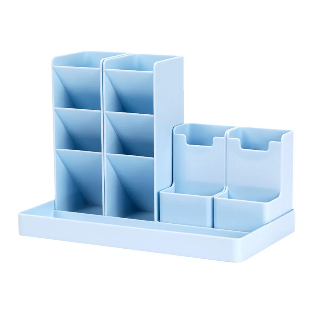 Desktop Pen Organizer Multi-Grid Plastic Pen Holder Combined Design Household Office Supply Pencil Holder Brush
