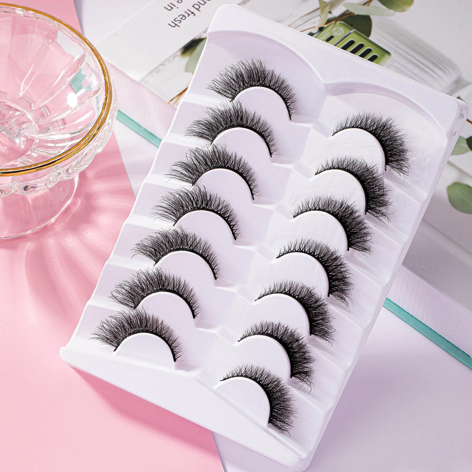 7 Paar russische Wimpern voller Streifen halbe Wimpern lange dramatische flauschige dicke Wimpern Manga Augen Cosplay Make-up DIY Wimpern