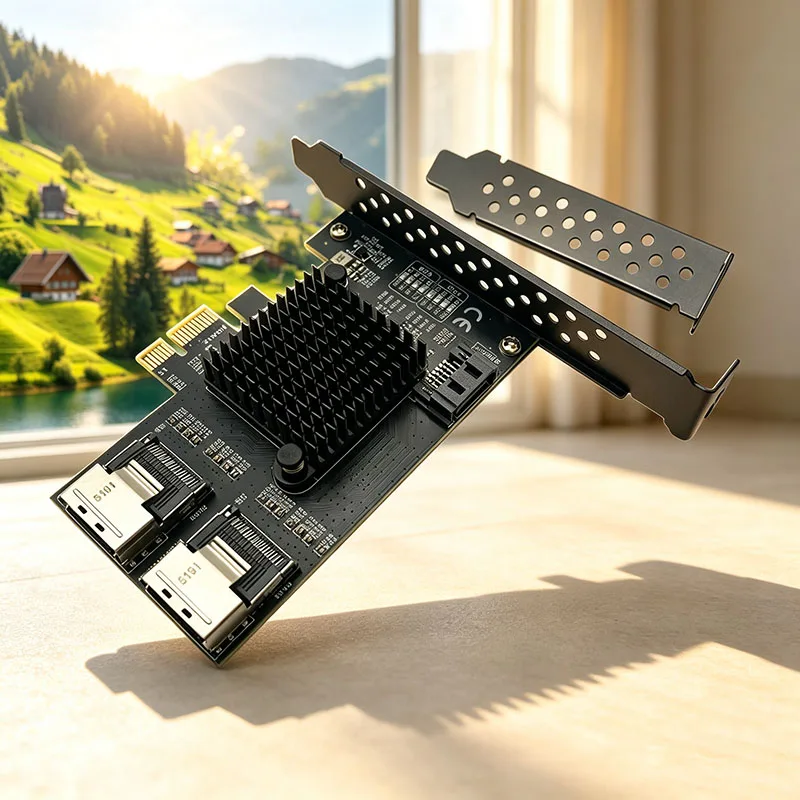 NEW PCIE 1X 3.0 (1x,4x,8x, and 16x Slots) to 2 Port MINISAS SFF-8087+ 1 Port SATA3.0 to 9-Port SATA Hard Drive 6G Expansion Card