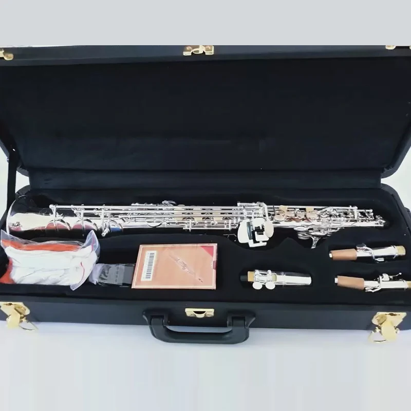 All-silver original 992 structure drop B-key professional treble saxophone shell gold-plated button professional-grade tone SAX