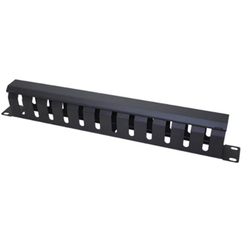 

1U Cable Management Horizontal Mount 19 Inch Server Rack , 12 Slot Metal Finger Duct Wire Organizer With Cover