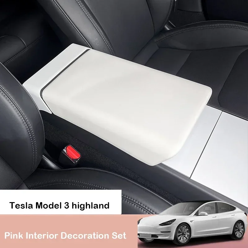 

For Tesla Model 3 Highland 2024 Armrest Box Console Cover Cushion Cover TPE Center Non-slip Mat Panel Interior Car Accessories