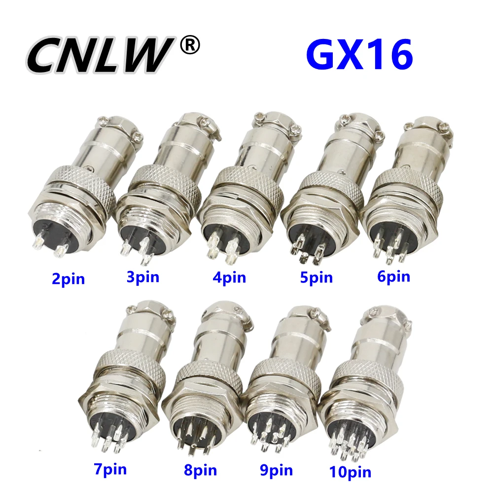 1 Set 16mm GX16 2/3/4/5/6/7/8/9/10Pin Screw Aviation Connector Plug The aviation plug Cable connector Regular plug and socket