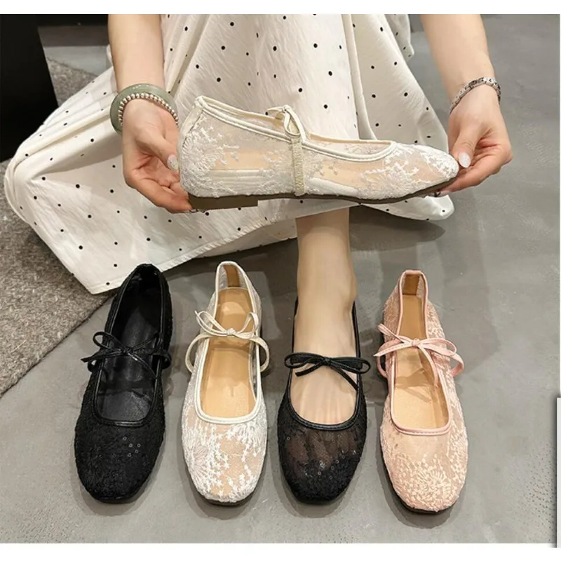 2026 Spring Lace Women Mary Jane Shoes Fashion Slip On Comfort Street Style Soft Sole Female Internal Elevation Dress Shoes
