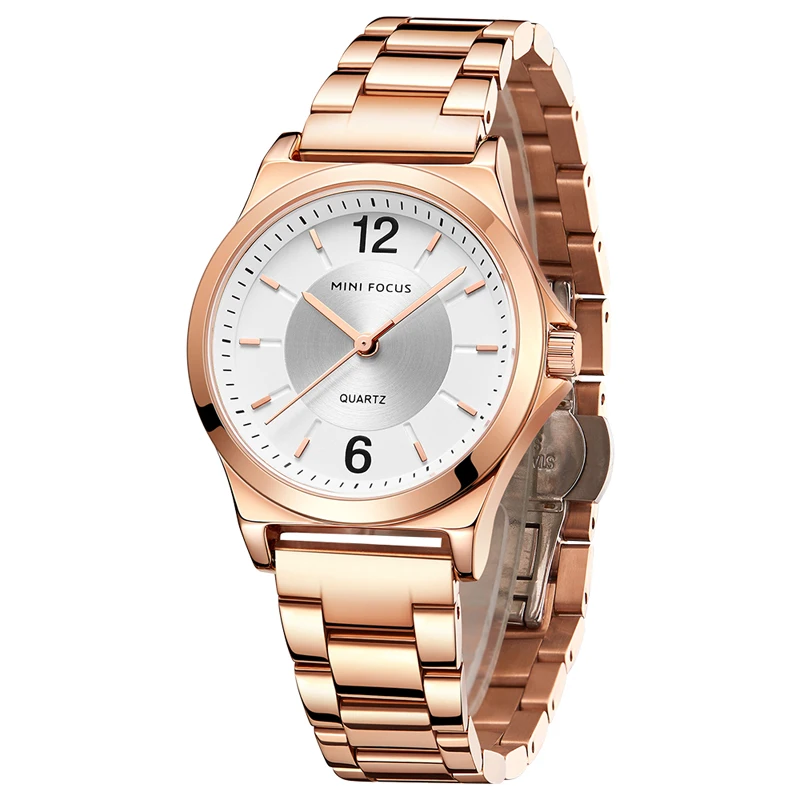 Mini Focus MF0308L Fashion Women Dress Watches Luxury Blue Solid Stainless Steel Waterproof Ladies Quartz Watch