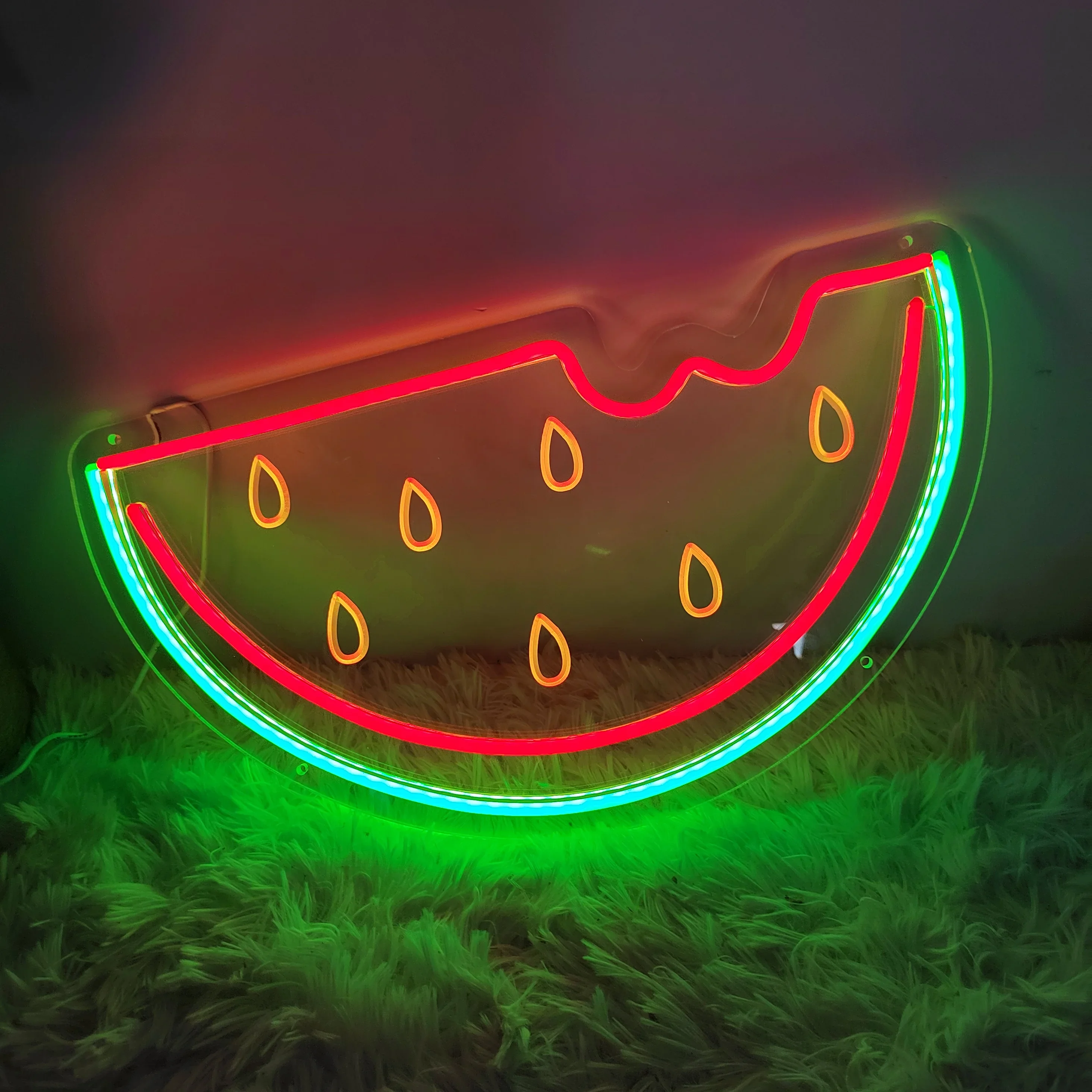 Neon Light Watermelon Luminous LED Coffee Pizza Sign Party Bar Restaurant Shop Birthday Reunion Room Mural  Art Wall Decoration