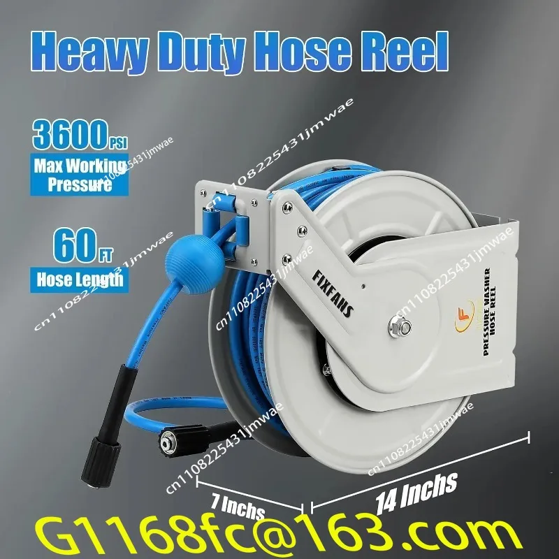 High Quality Telescopic Pressure Cleaning Machine Hose Reel 1/4 60 Foot Heavy-duty Automatic Rewinding Hose Reel with Hose