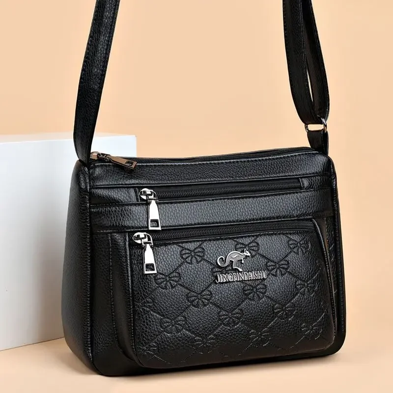 New  Middle-aged Women Mother Mother-in-law Bag Multi-layer Soft Texture Brand Shoulder Crossbody Bag Tide Luxury Design