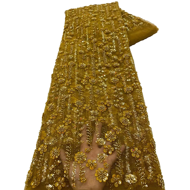Tela de encaje de tul bordado con lentejuelas rosas brillantes, 1 yarda, para vestido de novia, vestido de fiesta nigeriano, costura Diy