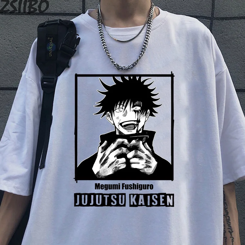 Funny Fushiguro Megumi Graphic Printed T-Shirt Men's Street Round Neck Short Sleeve Shirt Anime Harajuku Summer T-Shirt Top