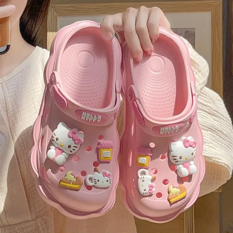 Kawaii Sanrio Hello Kitty Kuromi Cinnamoroll Estate Kawaii Sandali moda Y2K Scarpe basse Innalzamento Pantofola Ragazza Regalo di compleanno