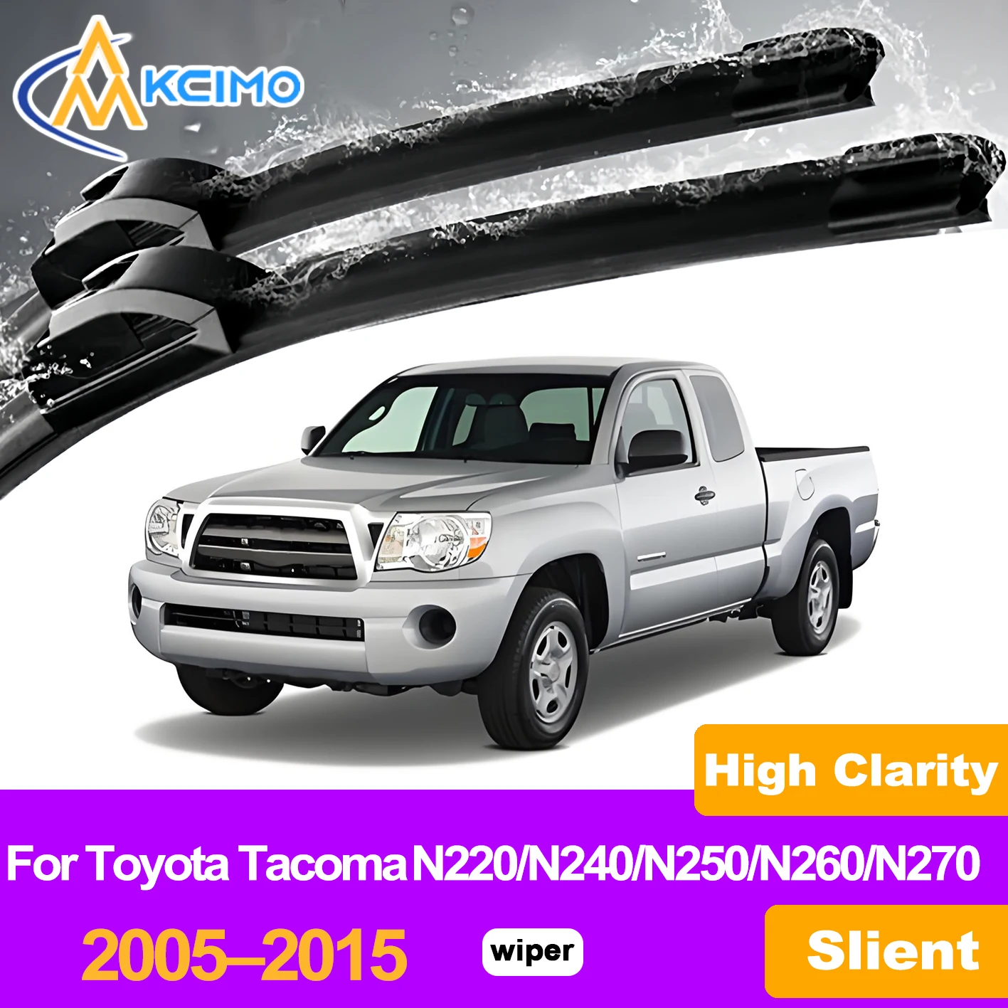 

KCIMO 2-Piece Set Front Windshield Wiper Blades For Toyota Tacoma N220/N240/N250/N260/N270 2005-2015, Natural Rubber Material